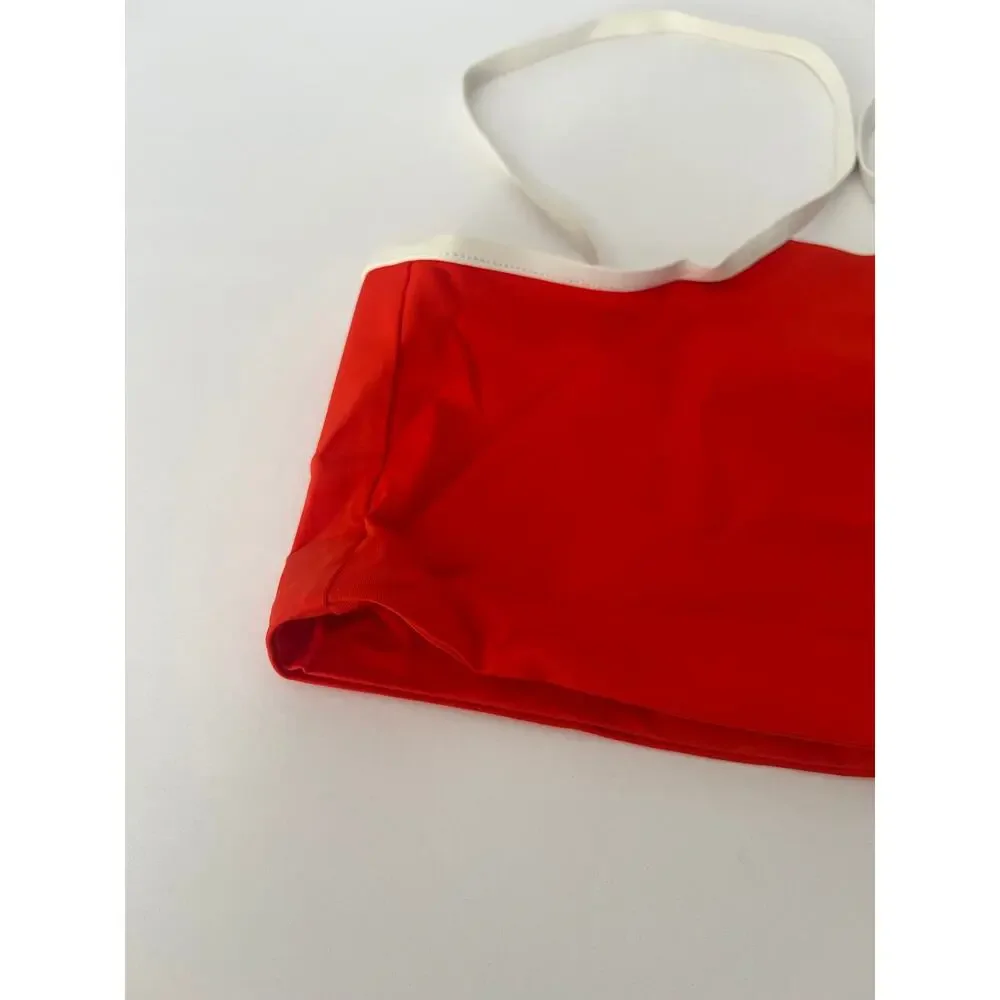NWT Free People Stone Fox Swim Women's Ibiza Asymmetrical Bikini Top Red Size XL